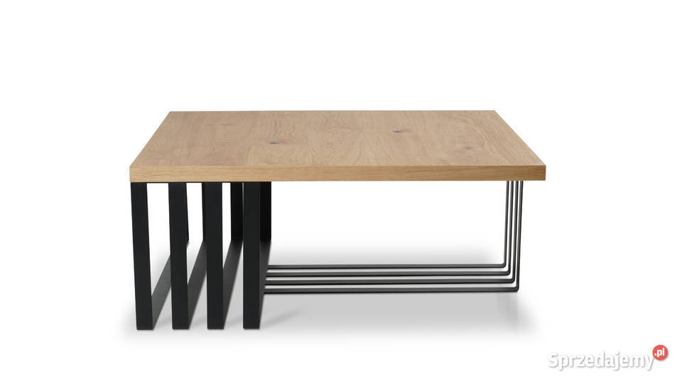 Stolik Fornirowany Dębowy stelaż Stal Czarne Warszawa