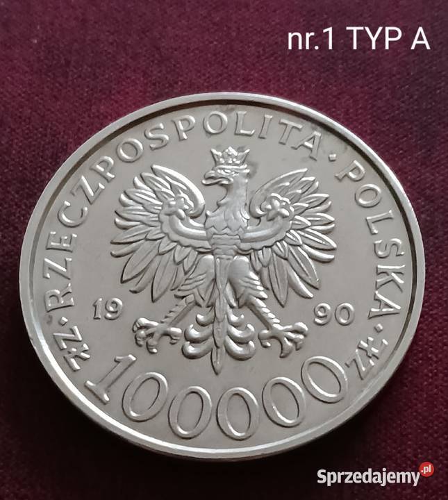 100 000 Solidarność 1990 r Typ A mennicze ideał Konin