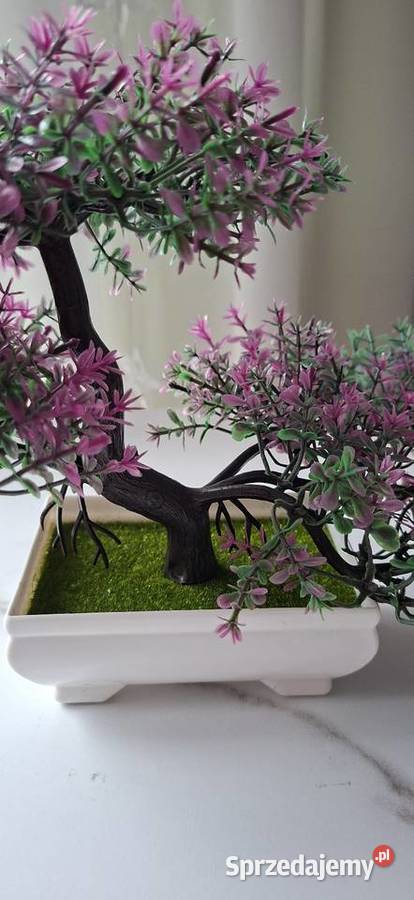 Sztuczne drzewko Bonsai z doniczką miniaturka różowy
