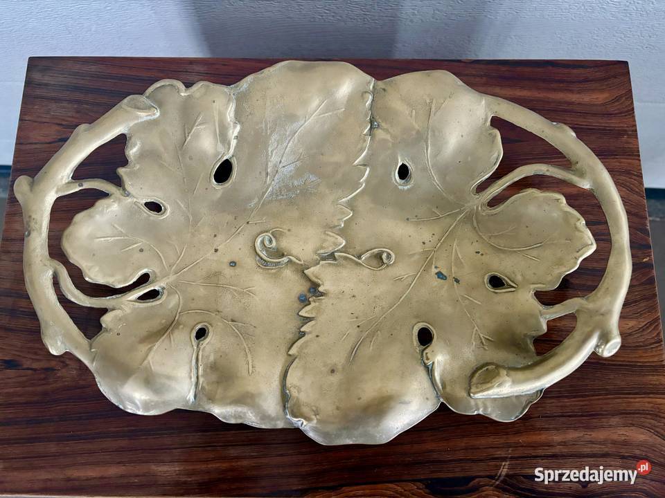 Stara mosiężna patera liść Wrocław sprzedam