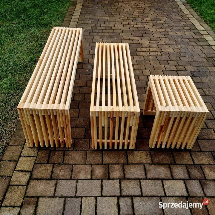 Ławka lamelowa drewniana ławka ogrodowa drewno Kalety