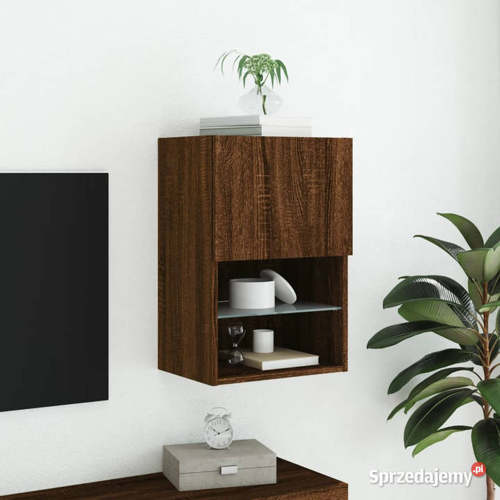 Szafka TV z LED brązowy dąb 405x30x60 WM837041 mazowieckie Warszawa sprzedam
