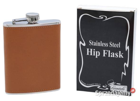 JasnoBrązowa Piersiówka Obszyta Skórą 8 OZ ok Ostrowy nad Okszą