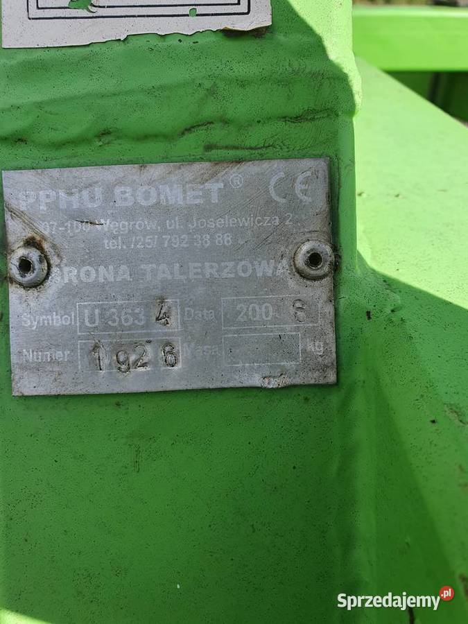 Talerzówka Bomet 21m 10x2 wał packera 3m Pruszcz sprzedam