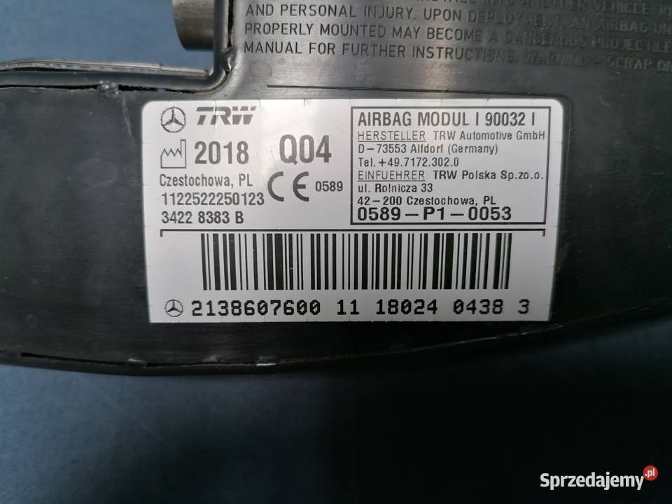 MERCEDES W213 PODUSZKA AIRBAG FOTELA PRAWY PRZÓD Września