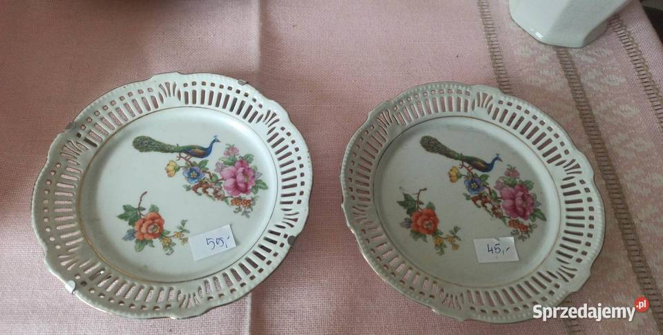 Patera Schwarzenhammer Z pawiem Porcelana i szkło Gdańsk