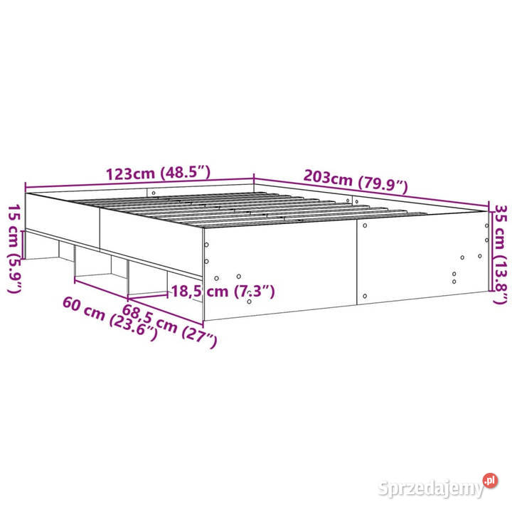 Łóżko bez materaca brązowy dąb 120x200 WM3295666 Łóżka