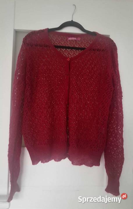 Fuksjowy ażurowy sweterek Indiska rozmiar L stan długi Warszawa
