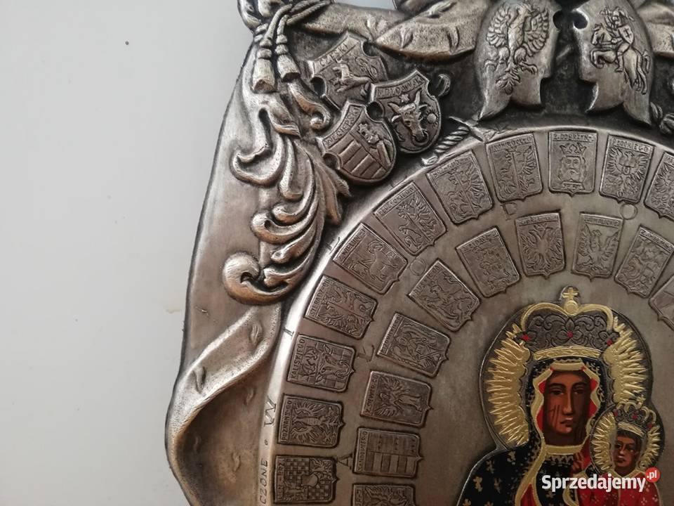 Piękny ryngraf z Matką Boską Częstochowską