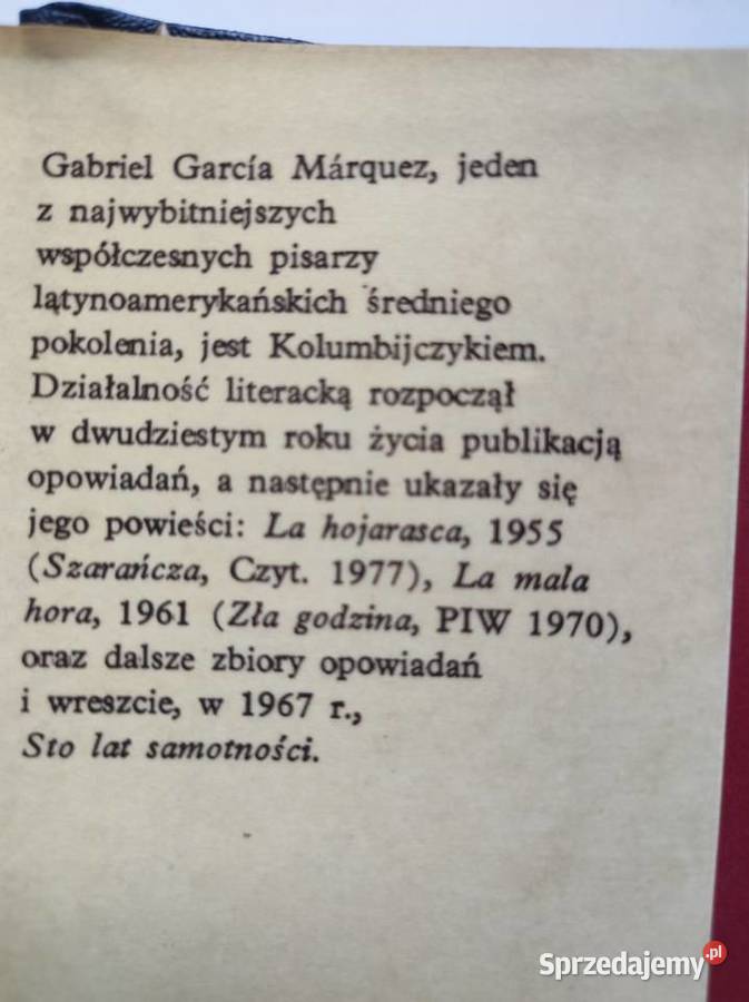 Marquez Garcia Gabriel Sto lat samotności ISBN 9788378819134 sprzedam