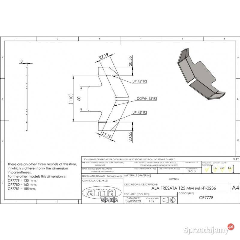 Element podrywający 150 mm wzmocniony płytką Kamionna