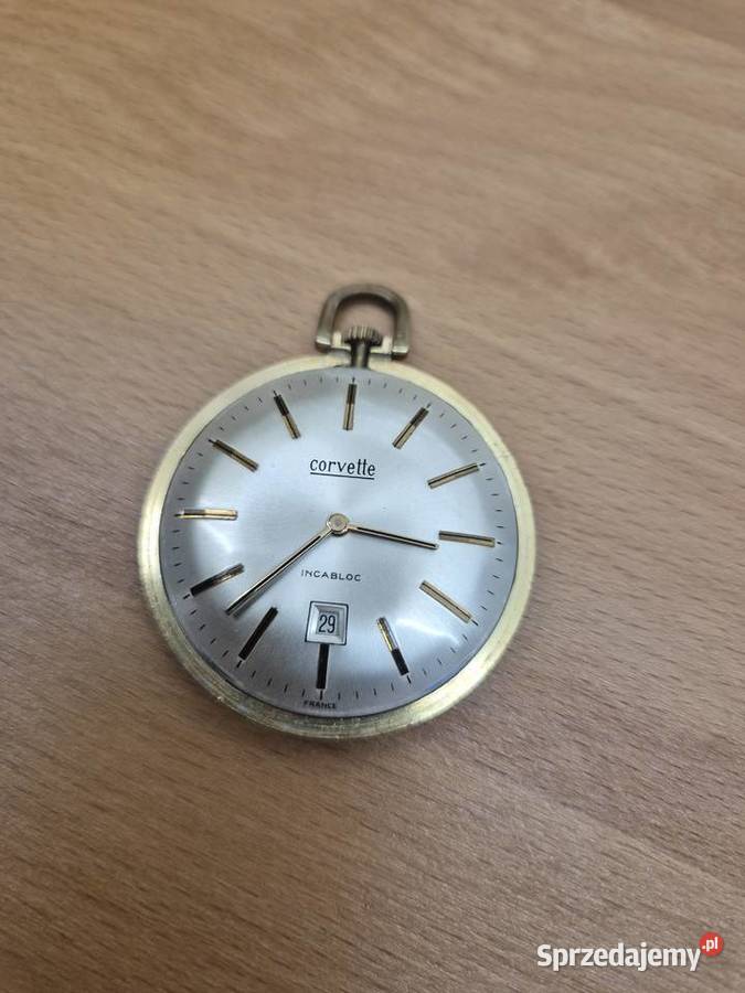 Pozłacany zegarek kieszonkowy Corvette vintge