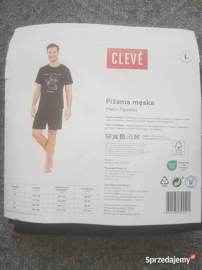 Piżama męska rozmiar L