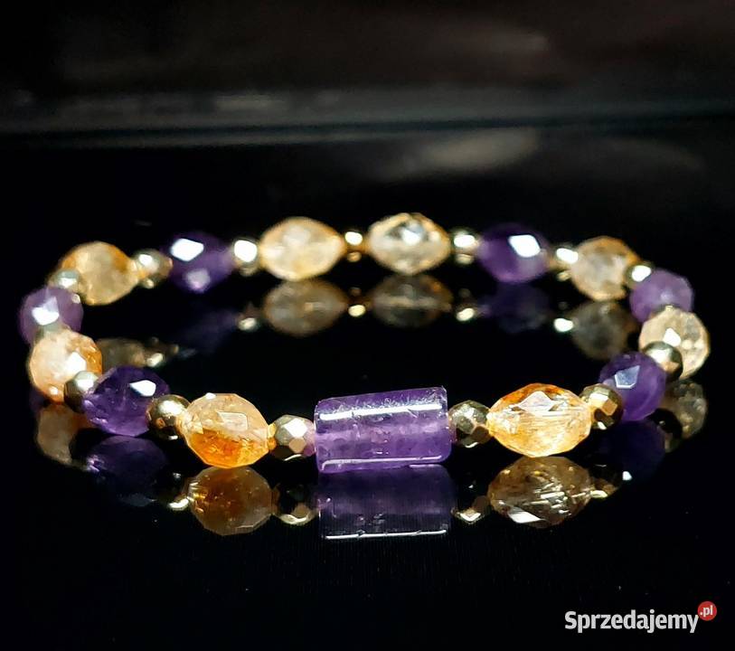 BRANSOLETKA KAMIENIE AMETYST HEMATYT KWARC
