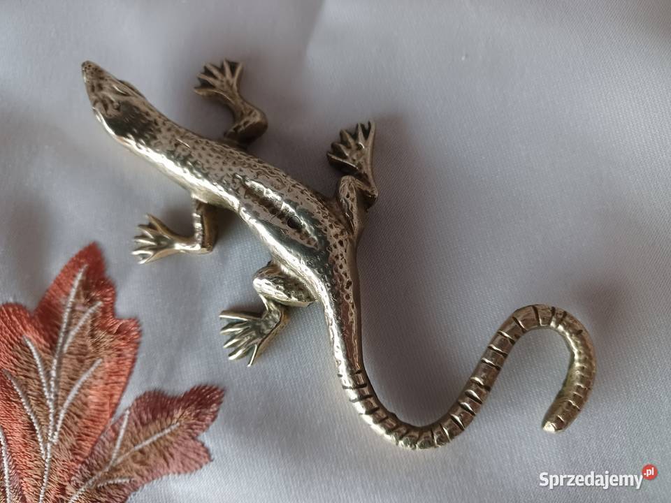 Piękna figurka jaszczurki Mosiądz Kolekcja Poznań