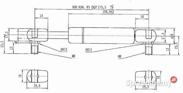 Sprężyna gazowa L2755 mm 150N Stabilus CA105767 Kamionna