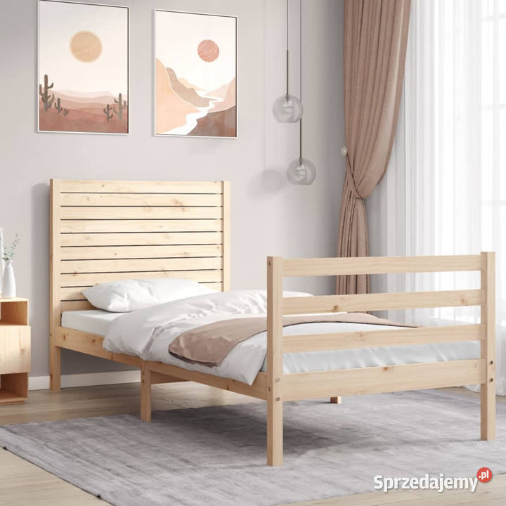 Rama łóżka z wezgłowiem lite drewno 90x200 Warszawa