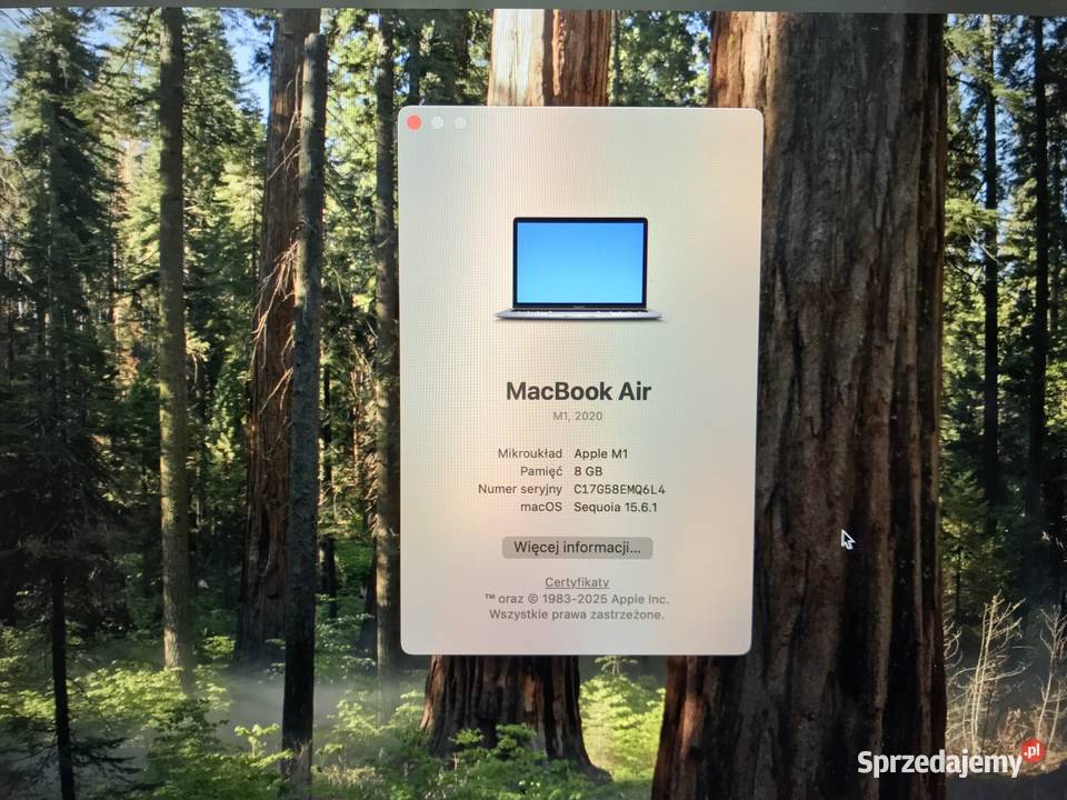 Apple MacBook Air M1 8GB 256GB SSD Retina 133 mazowieckie Warszawa sprzedam