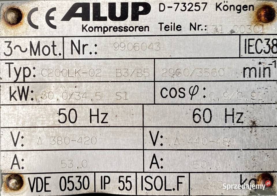 silnik elektryczny 30kW 2960obr 3fazowy Pigża