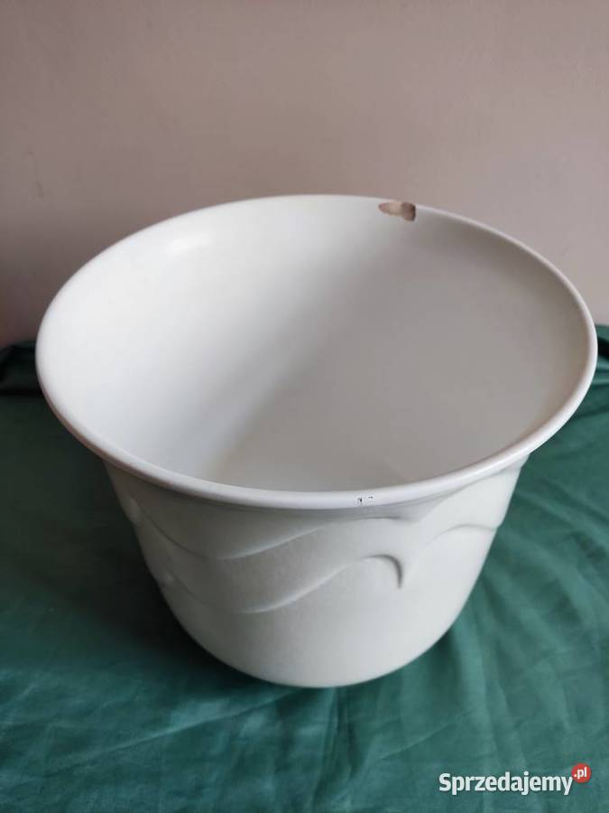 Donica doniczka ceramiczna biało kremowa fi 255 Dekoracje i ozdoby opolskie Głuchołazy