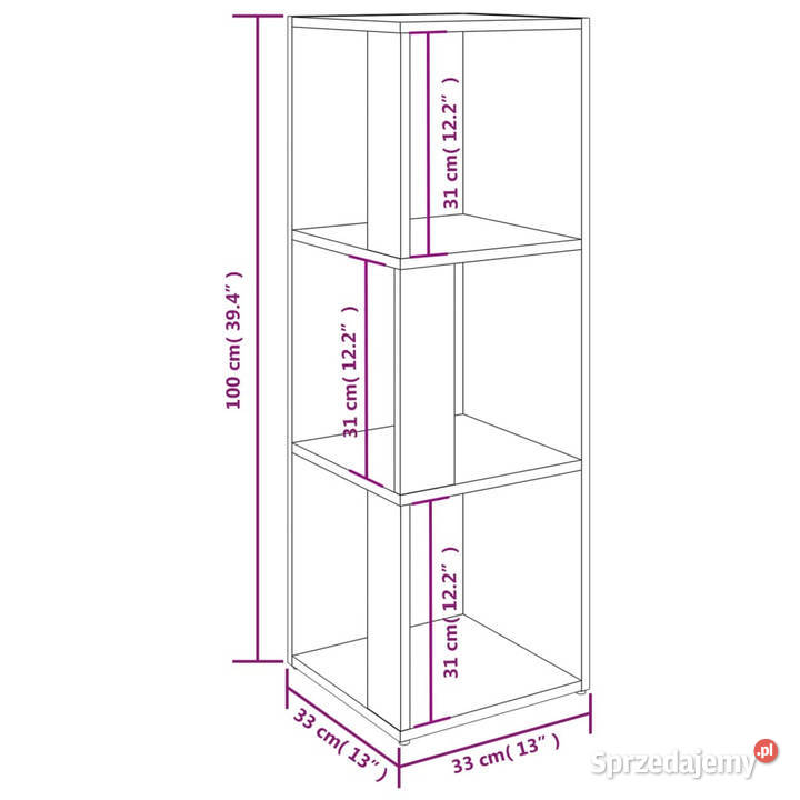 Szafka narożna brązowy dąb 33x33x100 WM825830 Pozostałe