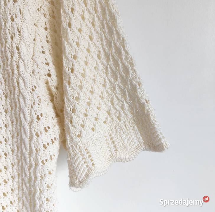 Kremowy sweter vintage ażurowy narzutka top L 40 Szczecin