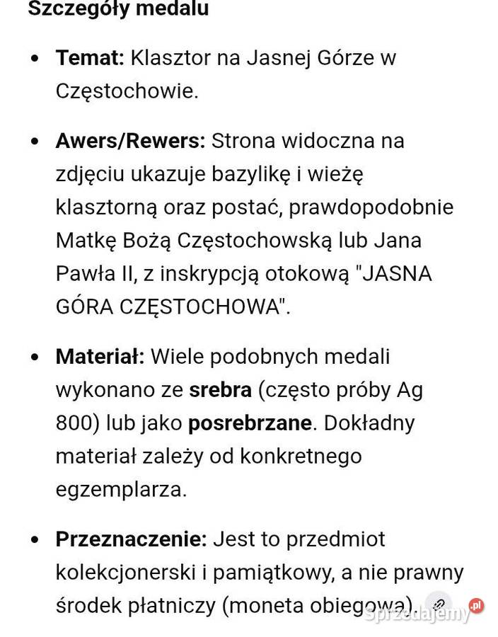 Medal Jana Pawła II srebro Numizmatyka