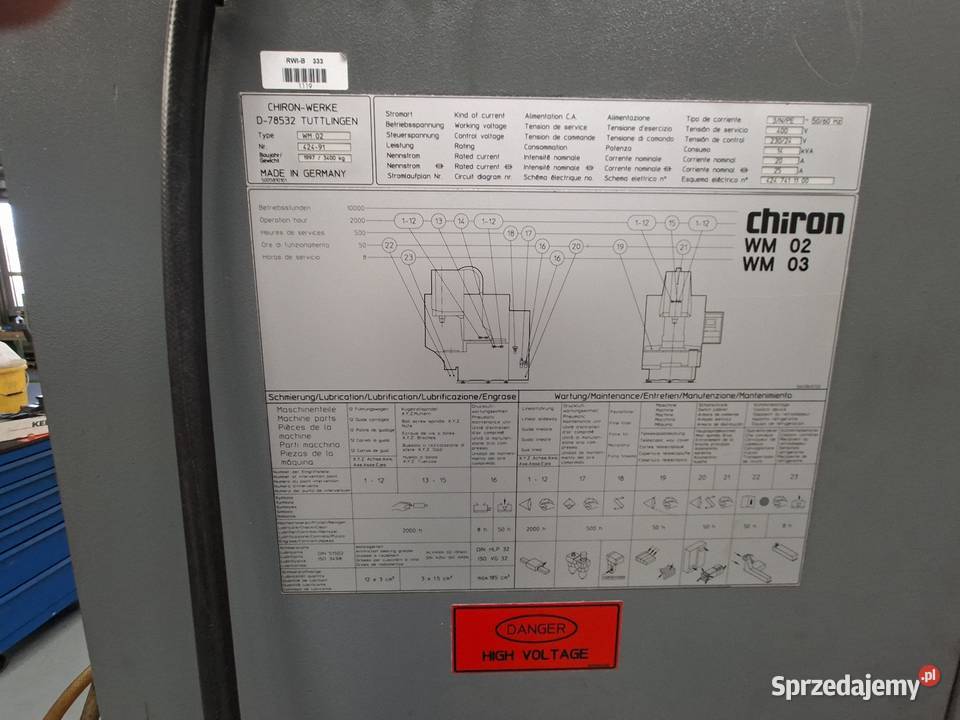 Centrum Obróbcze CNC CHIRON WM 02 Fanuc 21M Berejów