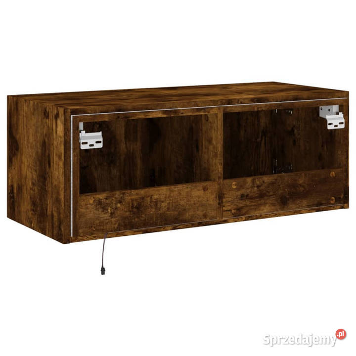 Ścienna szafka TV z LED przydymiony dąb 80x35x31 Warszawa