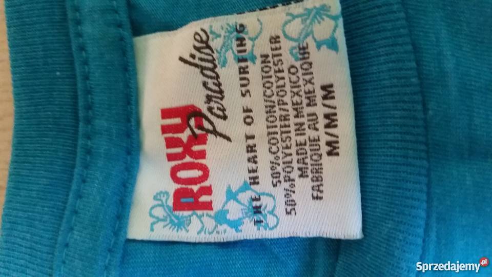 roxy koszulka nadruki błękit turkus tshirt Kielce