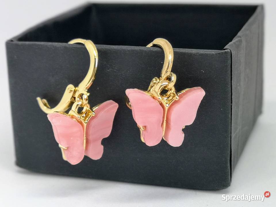 Delikatne kolczyki motylki różowe zachodniopomorskie Kołobrzeg