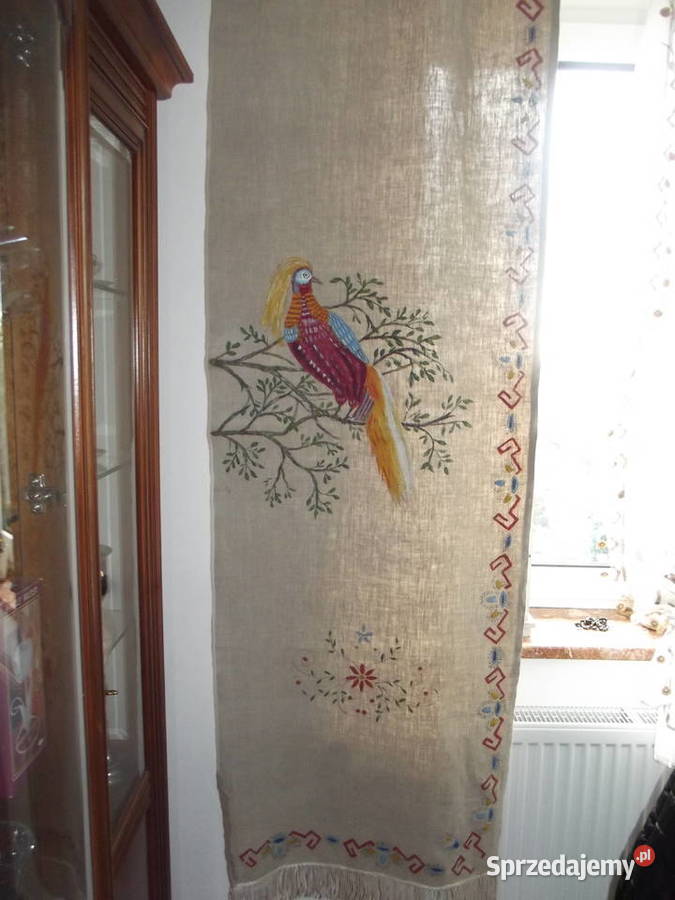 Zasłony len malowany olejną farbą bażant UNIKAT Wystrój okien Piekary Śląskie