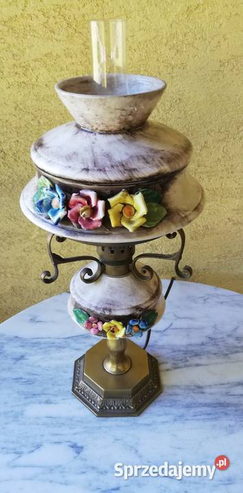 Lampka stołowa oryginalna naftowa ceramiczna Garwolin