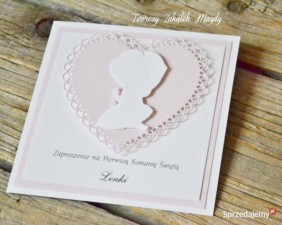 Zaproszenia komunijne ręcznie robione z klęczącą Słupsk