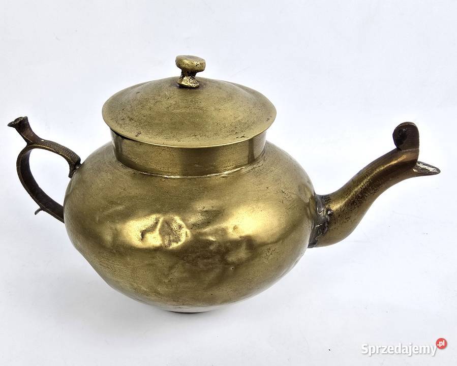 Samowar mosiężny z tacą płukalnicą i Antyki Bronisze