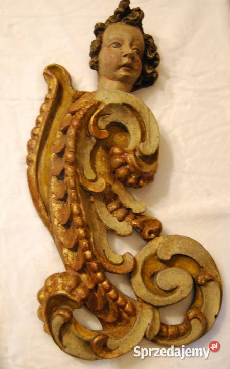 Para aniołów putta z mackami Włochy ok 1700 r Rękodzieło Poznań sprzedam