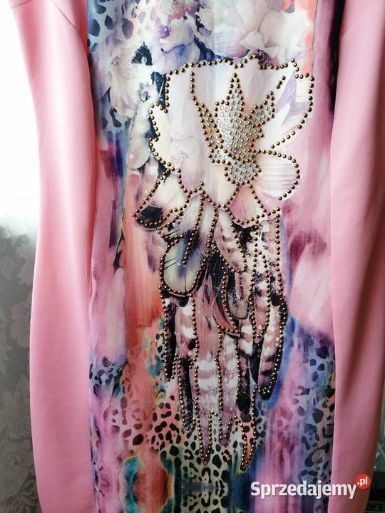 NOWA RÓŻOWA SUKIENKA OVAVIFA PIĘKNIE ZDOBIONA RL Rozmiar 40(L) Moda i Styl łódzkie Łódź