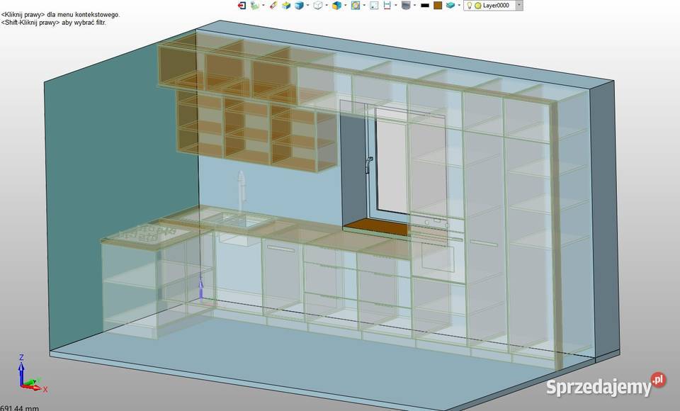 Projektowanie mebli kuchni na wymiar rendering Jeżowe