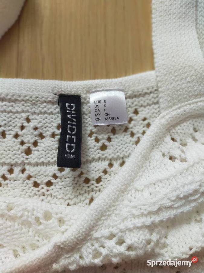 Biały ażurowy crop top HM Łódź