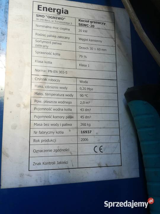 Kocioł węglowy Ogniwo S6WC 20 kW