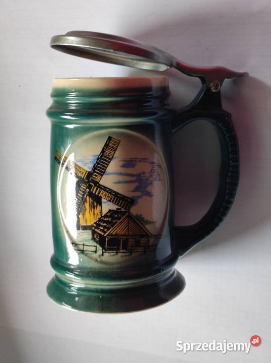 kolekcjonerski kufel ceramiczny z pokrywką Kielce