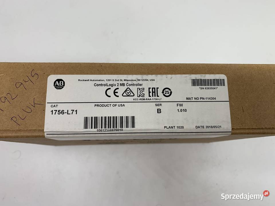 Allen Bradley 1756L71 1756L71 ControlLogix 2MB Warszawa