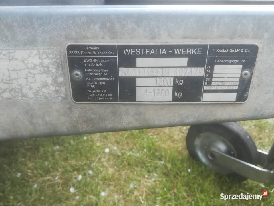 Przyczepka samochodowa 1200 DMC Westfalia Rogoźno