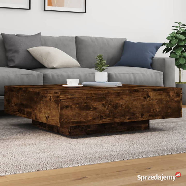 Stolik kawowy z LED przydymiony dąb 100x100x31 Warszawa sprzedam