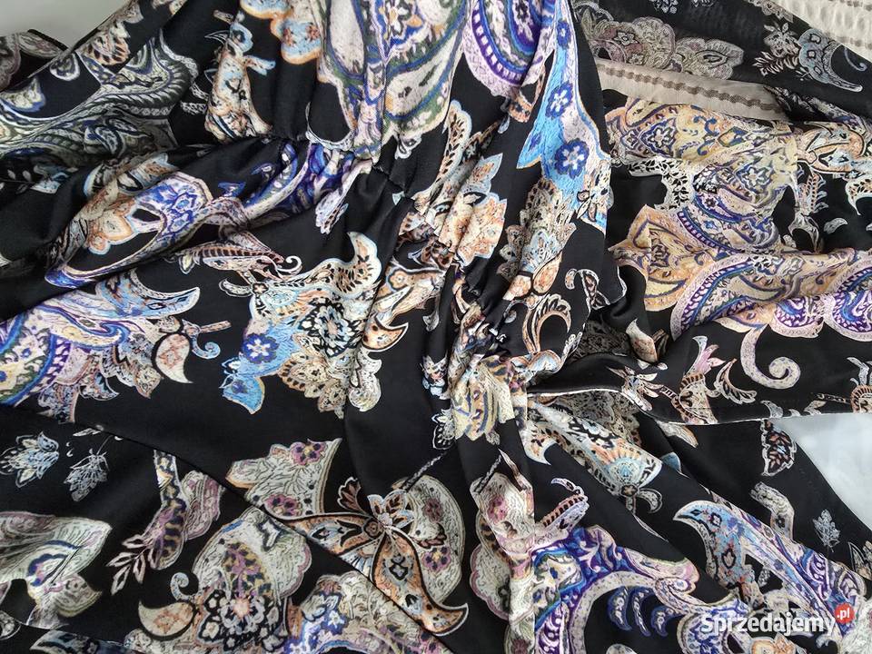 Sukienka kolorowy print Siateczkowe Rękawy Rybnik sprzedam