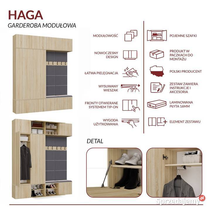 Garderoba HAGA IV2Sz2W DĄB SONOMA