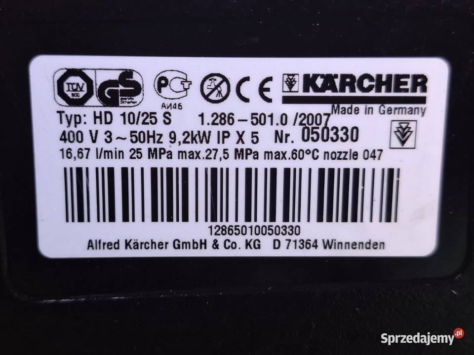 Myjka Karcher HD 1025 S Gwarancją Wysyłka Serwis