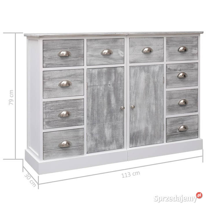 Komoda z 10 szufladami szara 113 x 30 x 79 Warszawa