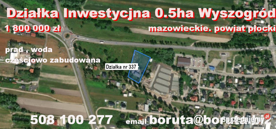 Wyszogród dziłka budowlana z budynkami woda prąd