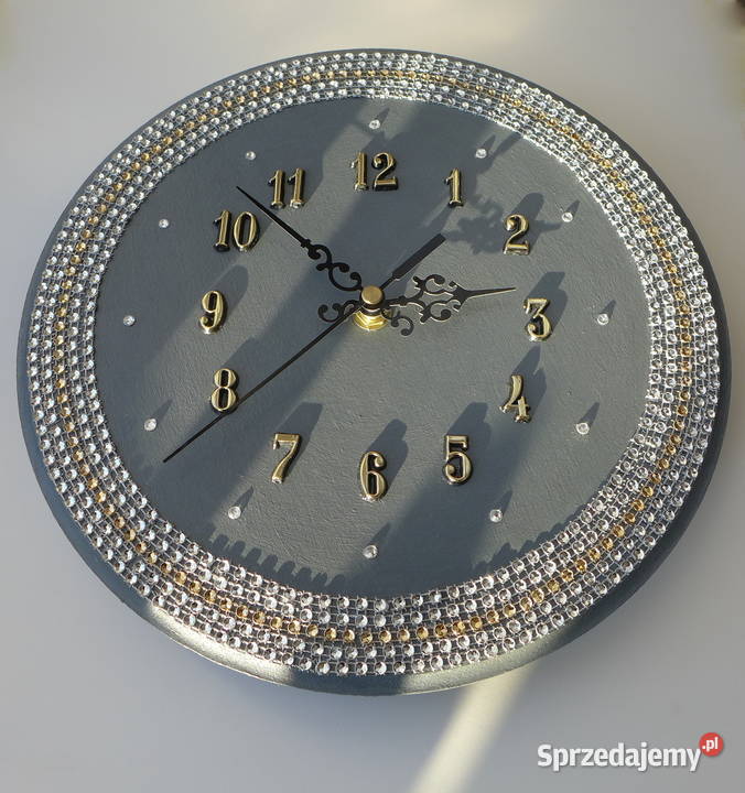 Zegar Glamour srebrno złoty ścienny Słupsk